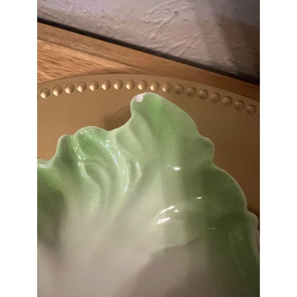 Vintage Mitterteich Bavaria leaf-shaped porcelain dish featuring a hand-painted